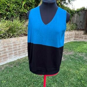 Chico's Teal/Black Colorblock knit Sleeveless Top